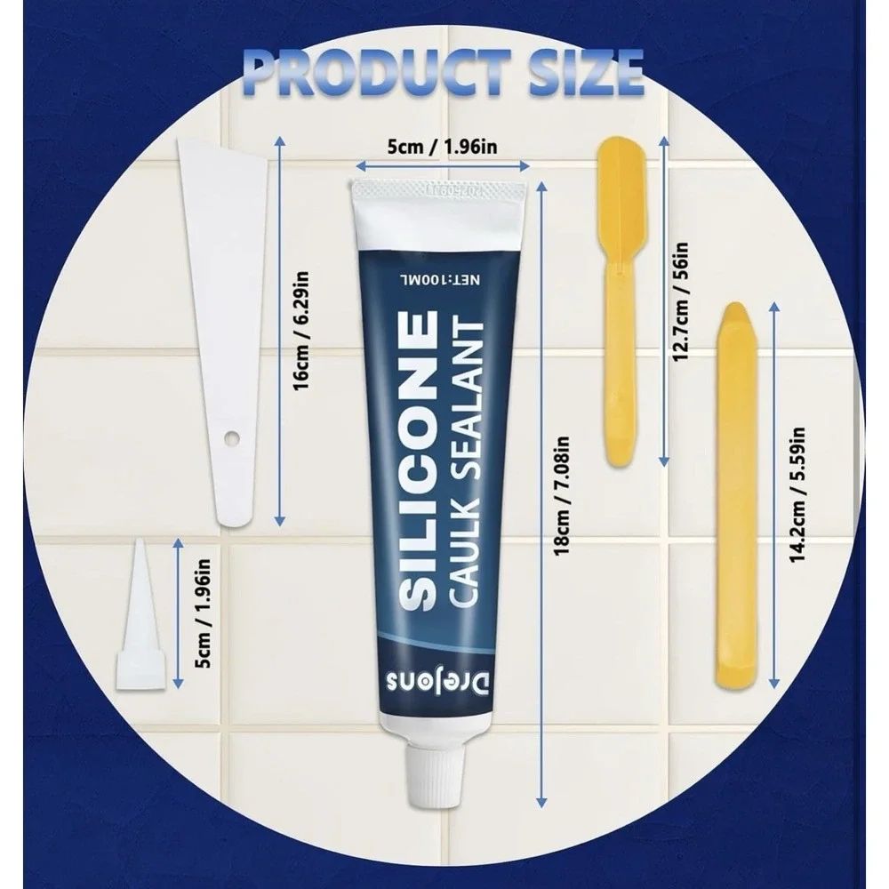 Drejons Silicone Caulk Sealant – 100ml Tube with Finishing Tool Kit